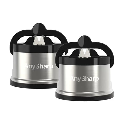 Two AnySharp Pro Metal Knife Sharpeners sitting on a clean, modern kitchen countertop.