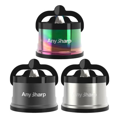 Two AnySharp Pro Metal Knife Sharpeners sitting on a clean, modern kitchen countertop.