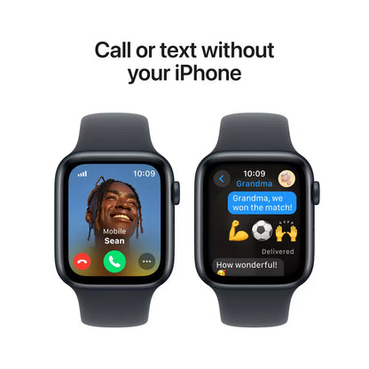 Apple Watch SE GPS and Cellular 44mm Midnight Aluminium Case with Midnight Sport Band for fitness tracking activity monitoring and smart connectivity