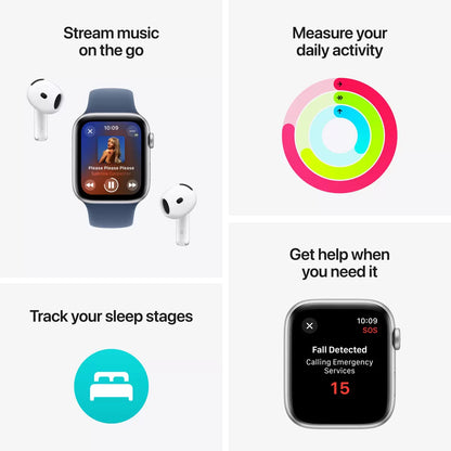 Apple Watch SE GPS and Cellular 44mm Midnight Aluminium Case with Midnight Sport Band for fitness tracking activity monitoring and smart connectivity