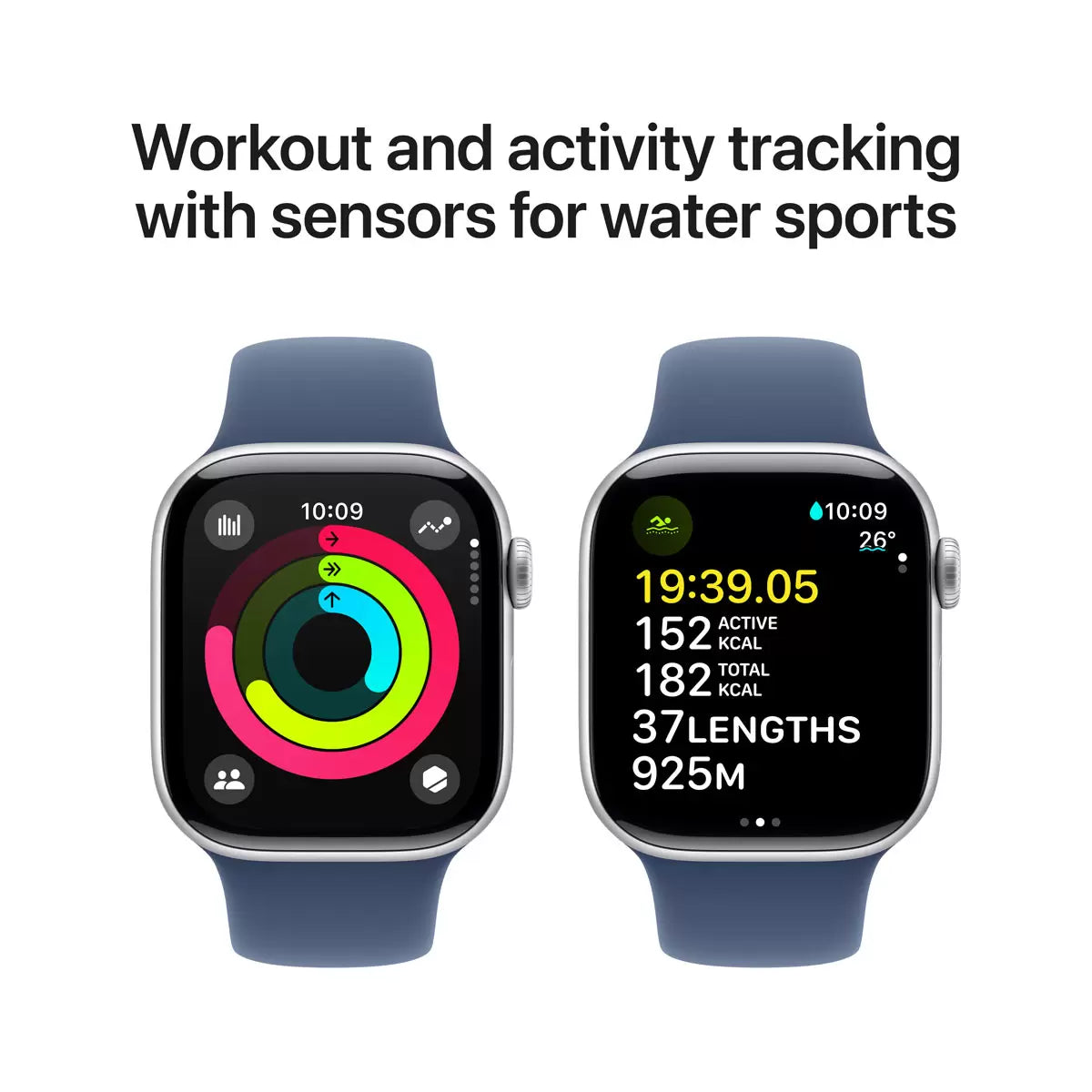 Apple Watch Series 10 GPS and Cellular 46mm Silver Aluminium Case with Denim Sport Band for fitness tracking health monitoring and smart connectivity