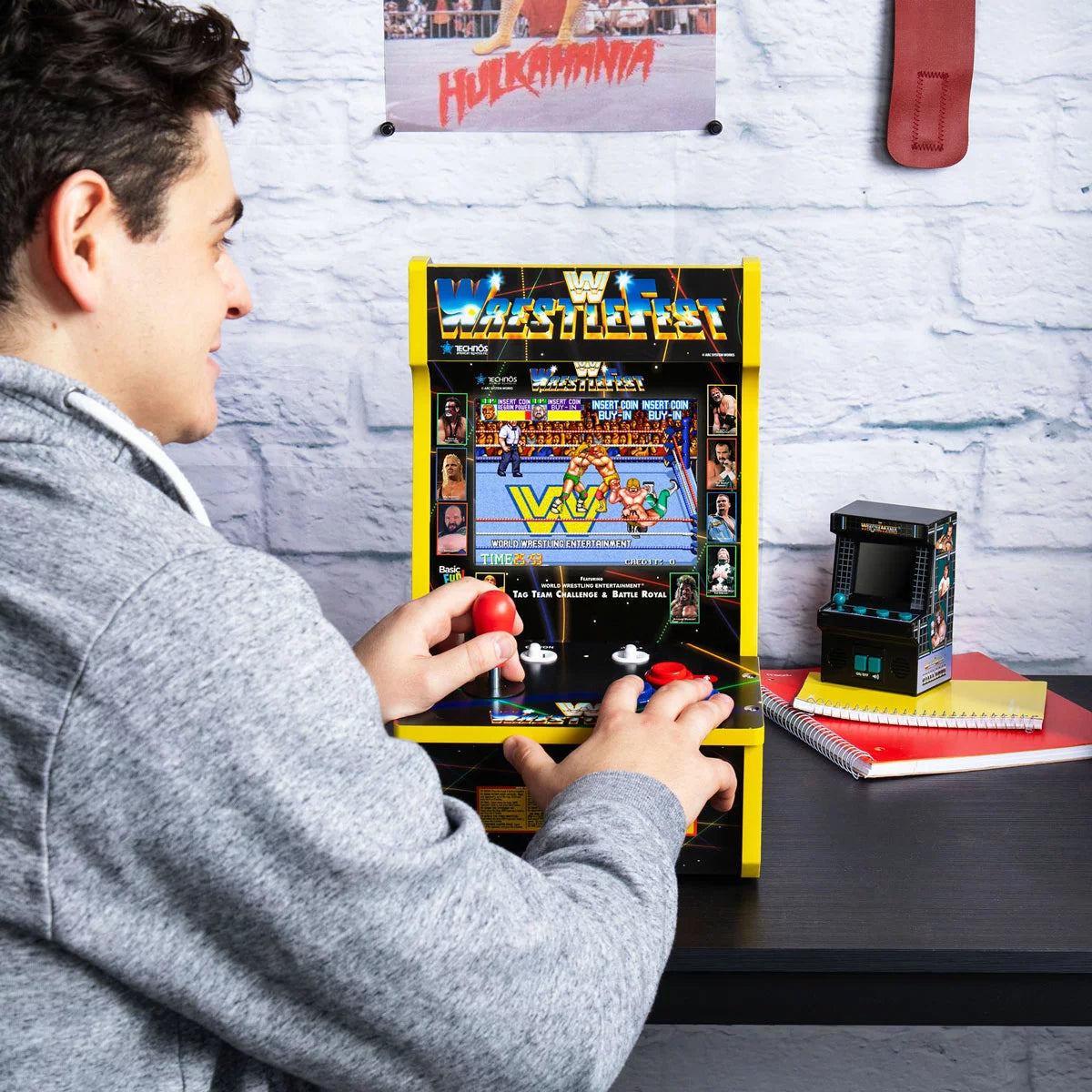 Arcade Classics WWE Wrestlefest Countercade arcade machine with retro wrestling gameplay and compact design