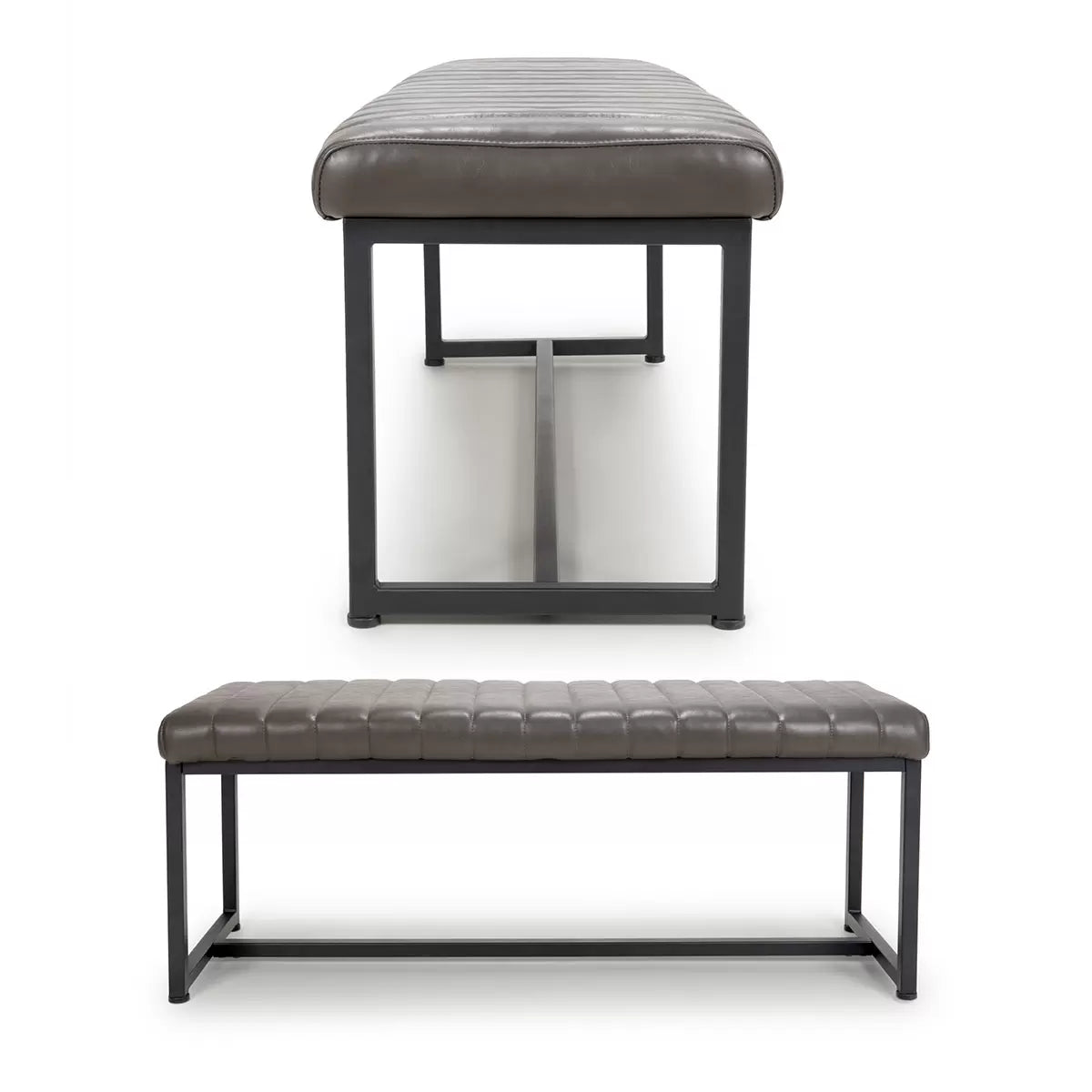 Archer grey faux leather dining bench with padded seat and modern dining room design - 2
