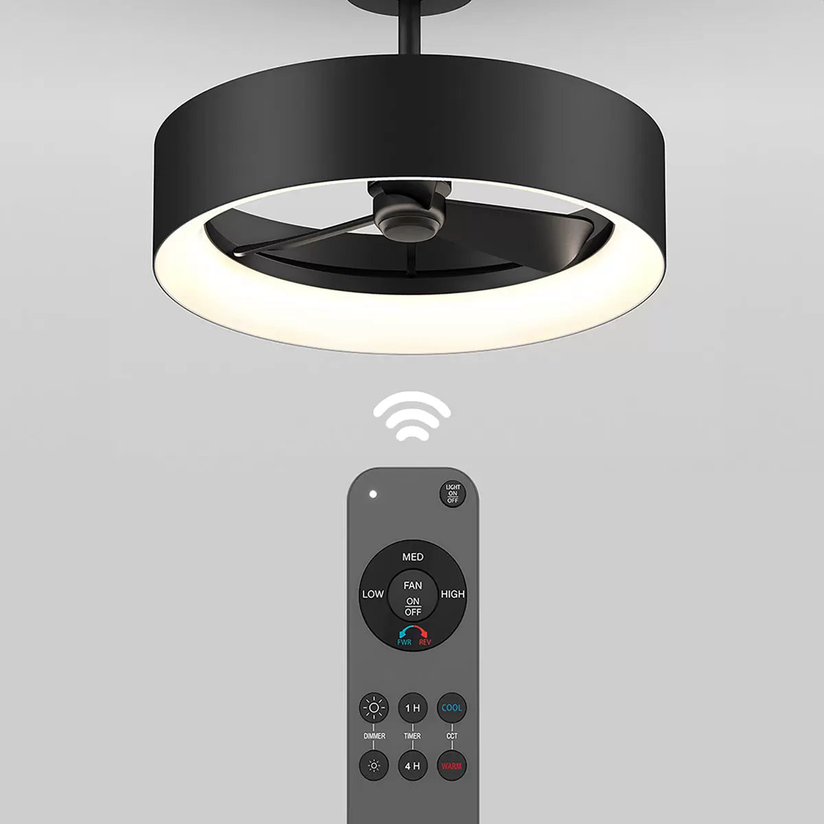 Artika Aiden 24-inch white ceiling fan light with integrated LED lighting and black remote control for bedroom and living room
