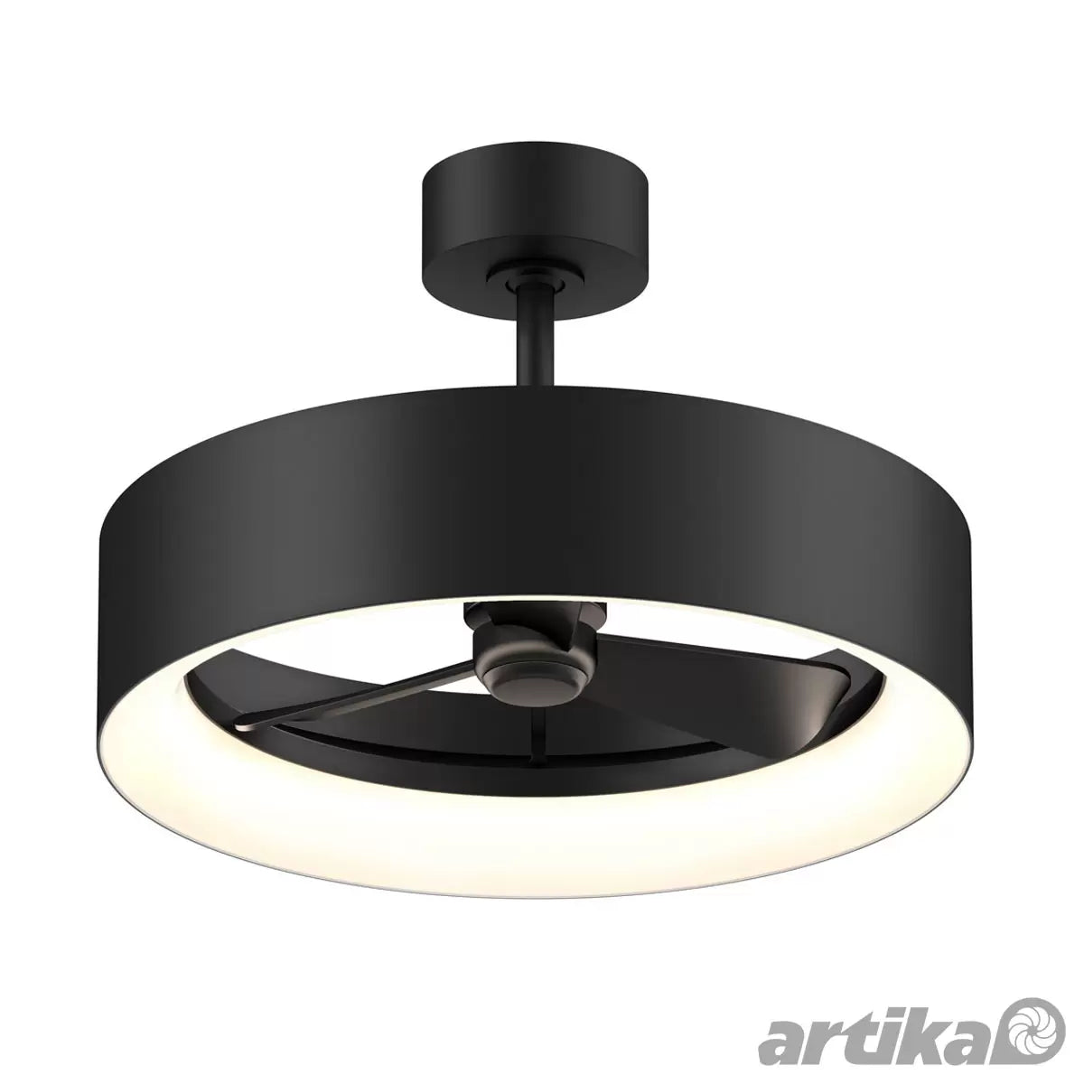 Artika Aiden 24-inch white ceiling fan light with integrated LED lighting and black remote control for bedroom and living room
