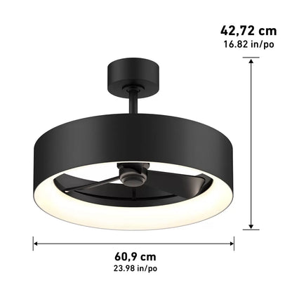 Artika Aiden 24-inch white ceiling fan light with integrated LED lighting and black remote control for bedroom and living room
