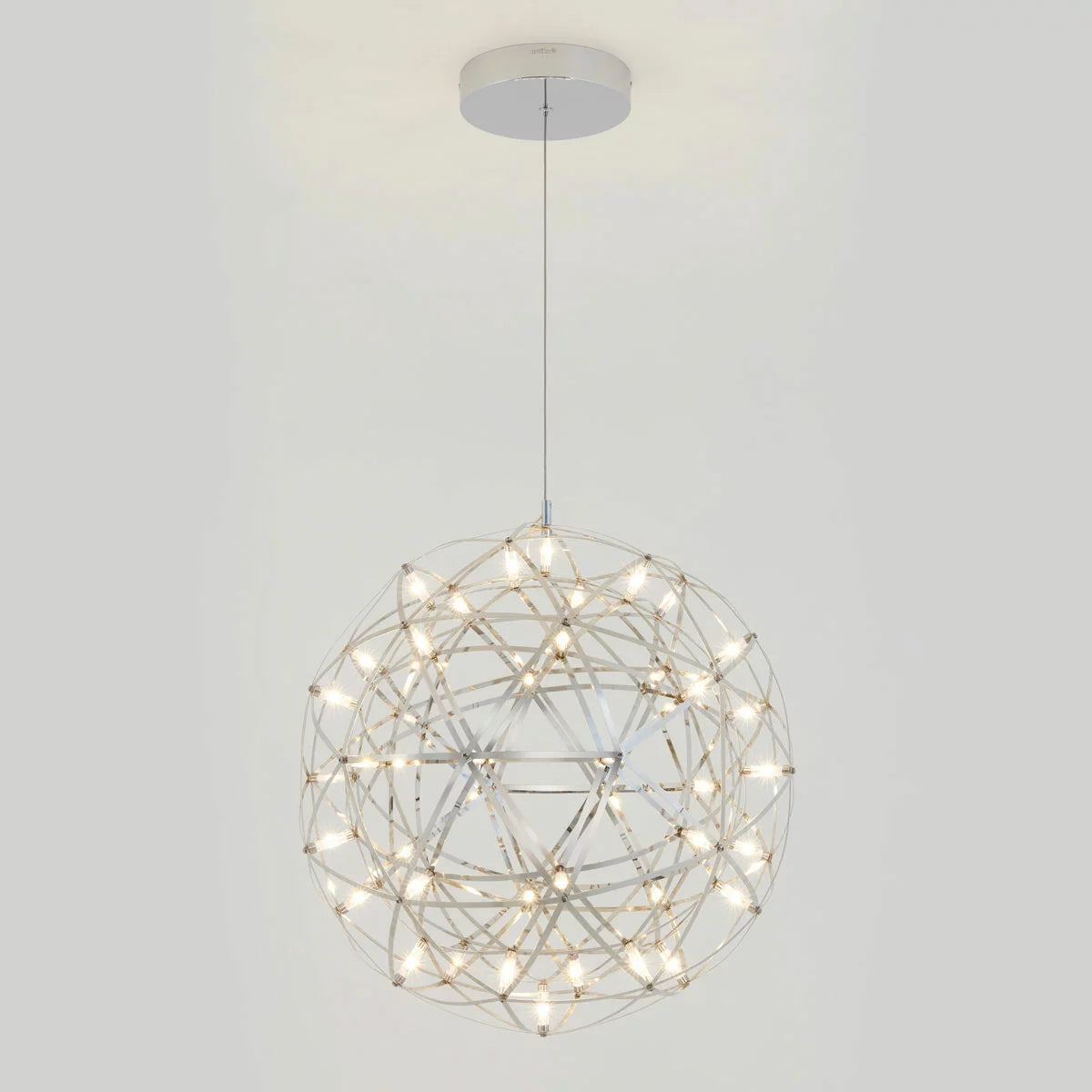 Artika Elden chrome LED pendant light with sleek modern design and bright ambient ceiling illumination