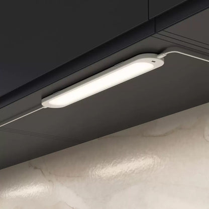 Black Artika Finley Pendant LED Light installed above modern kitchen island providing warm energy-efficient illumination