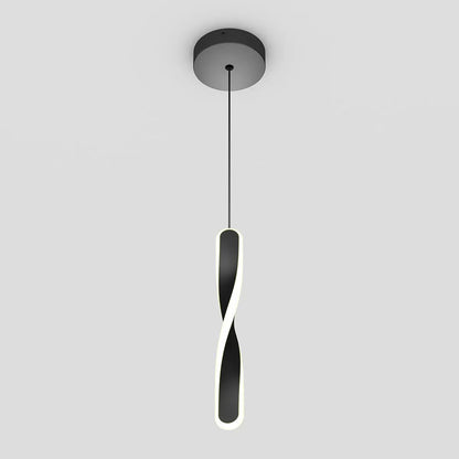 Black Artika Finley LED pendant light with modern minimalist design, suspended over kitchen island for ambient lighting