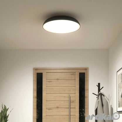 Artika Flint FM LED Light in Black flush mount ceiling fixture with modern minimalist design for home interiors