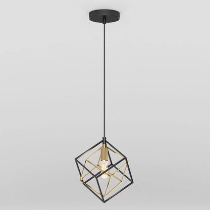 Artika Imperium 1-Pendant Light Fixture in Black and Gold installed in a modern kitchen over dining table providing warm ambient lighting