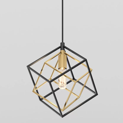 Artika Imperium 1-Pendant Light Fixture in Black and Gold installed in a modern kitchen over dining table providing warm ambient lighting