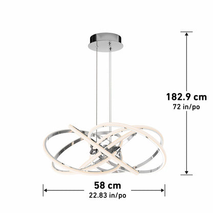 Artika Maelstrom chrome LED pendant light with modern sculptural design and bright ambient illumination