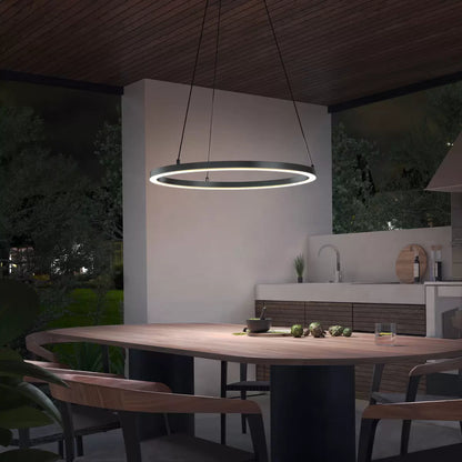 Artika Novato RGBW 28-inch black pendant light with color-changing LED and modern smart lighting design