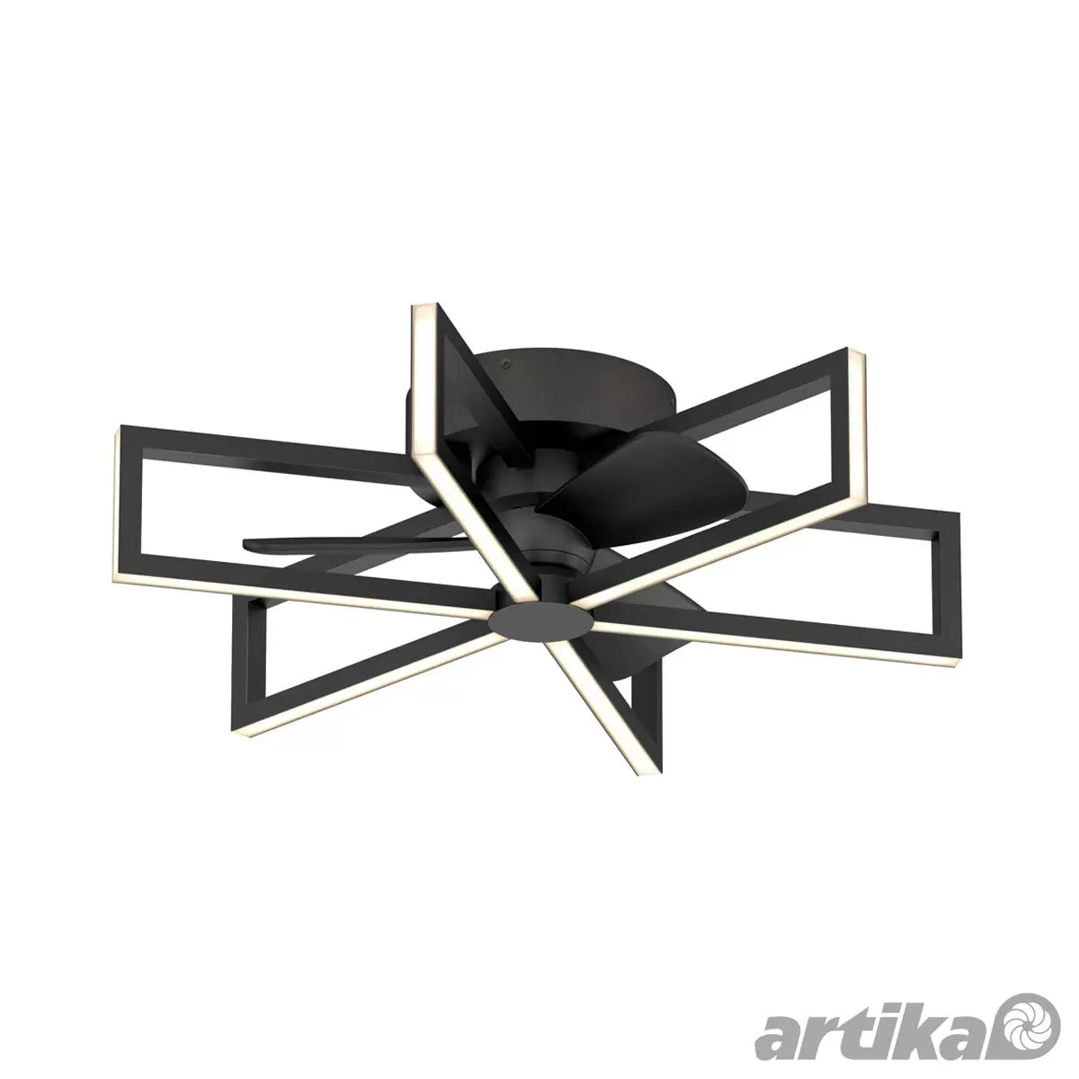 "Artika Swirl 26 inch ceiling fan light with remote control, featuring modern swirl blade design, integrated LED brightness control, and quiet motor technology"
