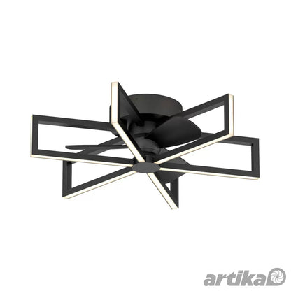 "Artika Swirl 26 inch ceiling fan light with remote control, featuring modern swirl blade design, integrated LED brightness control, and quiet motor technology"
