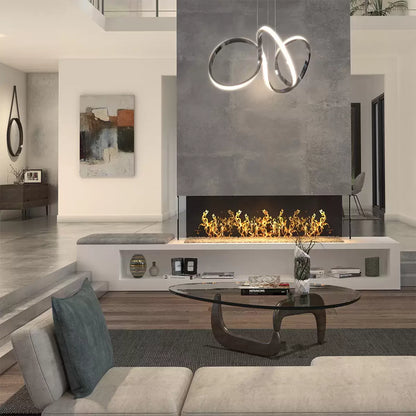 Modern Artika Swirl LED Pendant Light with sculptural chrome swirl design for contemporary kitchen and dining room lighting