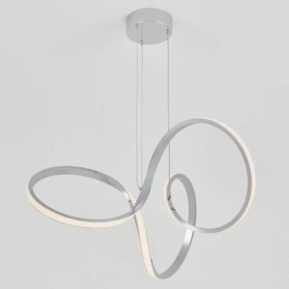 Modern Artika Swirl LED Pendant Light with sculptural chrome swirl design for contemporary kitchen and dining room lighting
