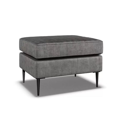 Aspen Grey Velvet Footstool with plush upholstered finish in a modern living room setting