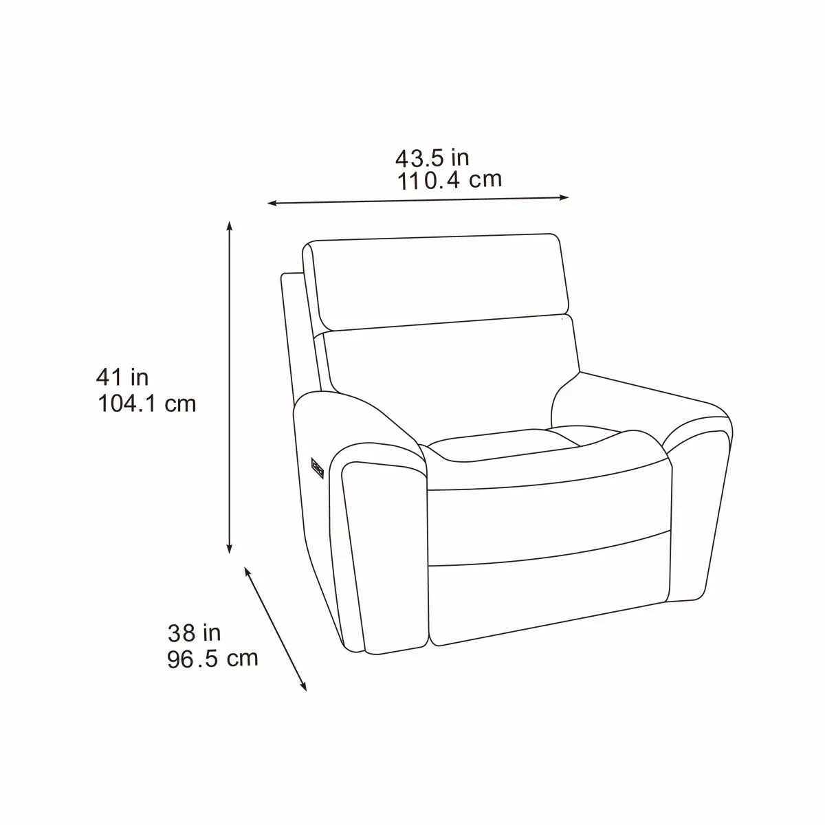 Three-quarter view of the Atlanta grey cord fabric power recliner armchair in a bright living room setting, showcasing its striped textured fabric and sleek side