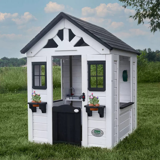 Backyard Discovery White Sweetwater playhouse outdoor kids role play house for imaginative social development and garden fun