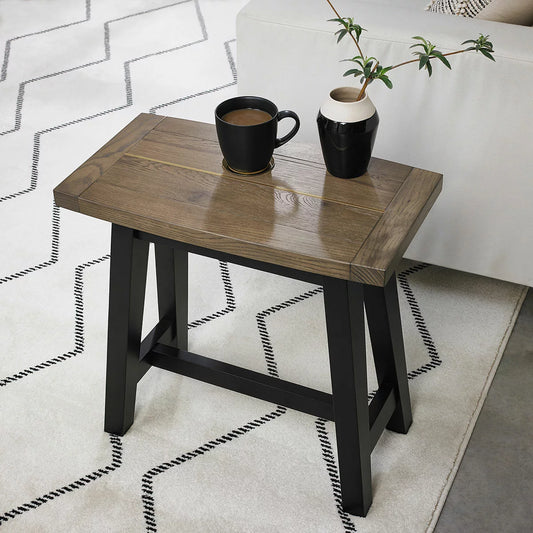 Bentley Designs Camden Weathered Oak & Peppercorn Side Table with rustic industrial finish for modern living room décor
