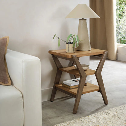 Bentley Designs Kristen Light Oak Lamp Table in modern light oak finish for living room use