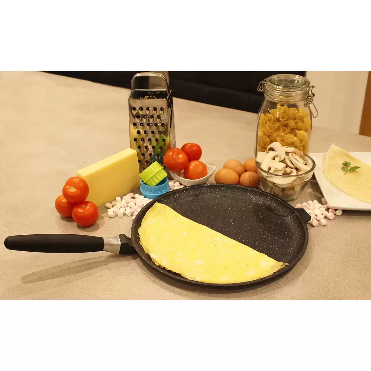 BergHOFF Eurocast Non-Stick Pancake Pan 32cm featuring a premium non-stick surface for easy food release, even heat distribution, and effortless cooking of pancakes, crepes, flatbreads, and breakfast favourites.