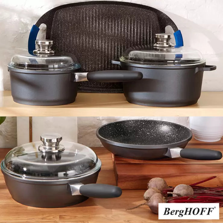 BergHOFF Eurocast Discovery 8 Piece non-stick cookware set with durable pots and pans for everyday home cooking