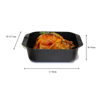 BergHOFF Eurocast Double Roasting Pan 42cm | Versatile Dual-Sided Roasting | Family Meals & Entertaining