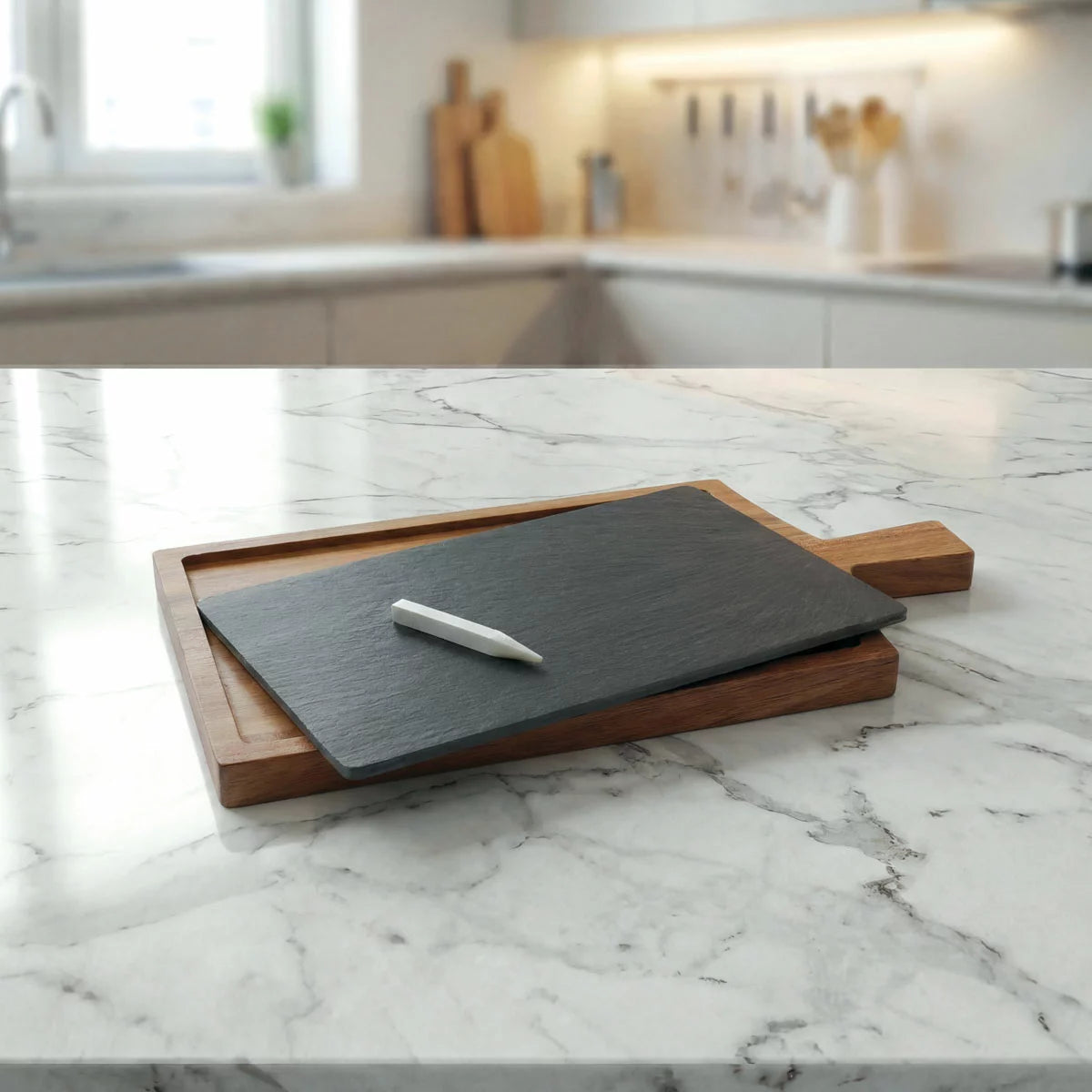 BirdRock Home Acacia hardwood serving board topped with a curated charcuterie selection.