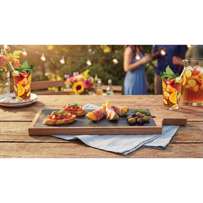BirdRock Home Acacia hardwood serving board topped with a curated charcuterie selection.