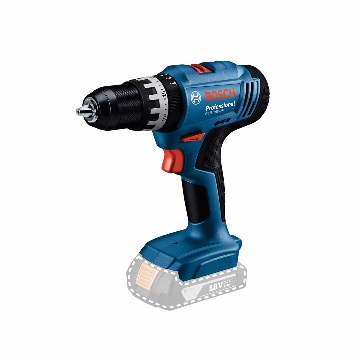 Bosch Professional 18V cordless tool kit with batteries, charger, and tool bag arranged for construction and DIY work