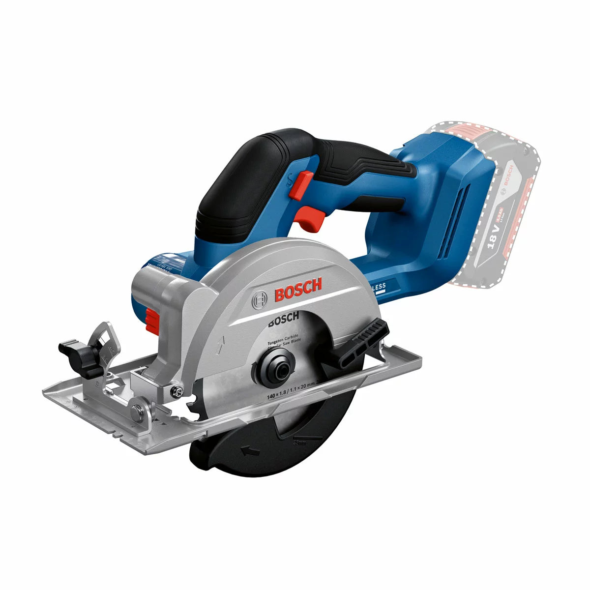 Bosch Professional 18V cordless tool kit with batteries, charger, and tool bag arranged for construction and DIY work