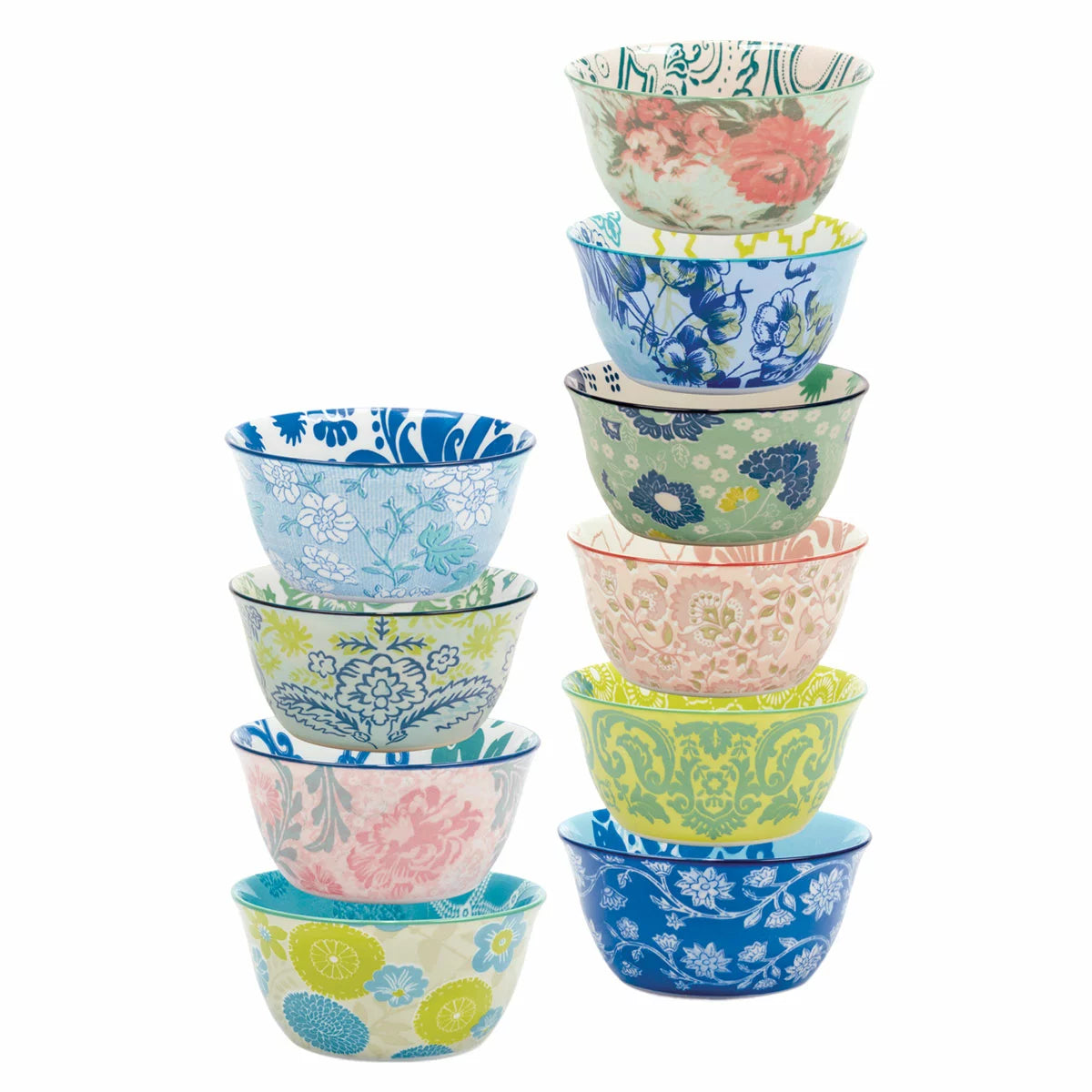 Provence Stoneware Bowl Set 10 Piece Durable Stoneware Dining Bowls for Everyday Meals and Entertaining