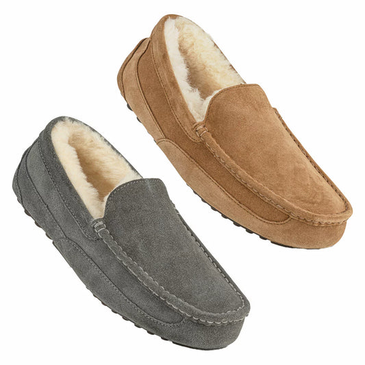 Bowron mens moccasin slippers warm soft indoor luxury footwear