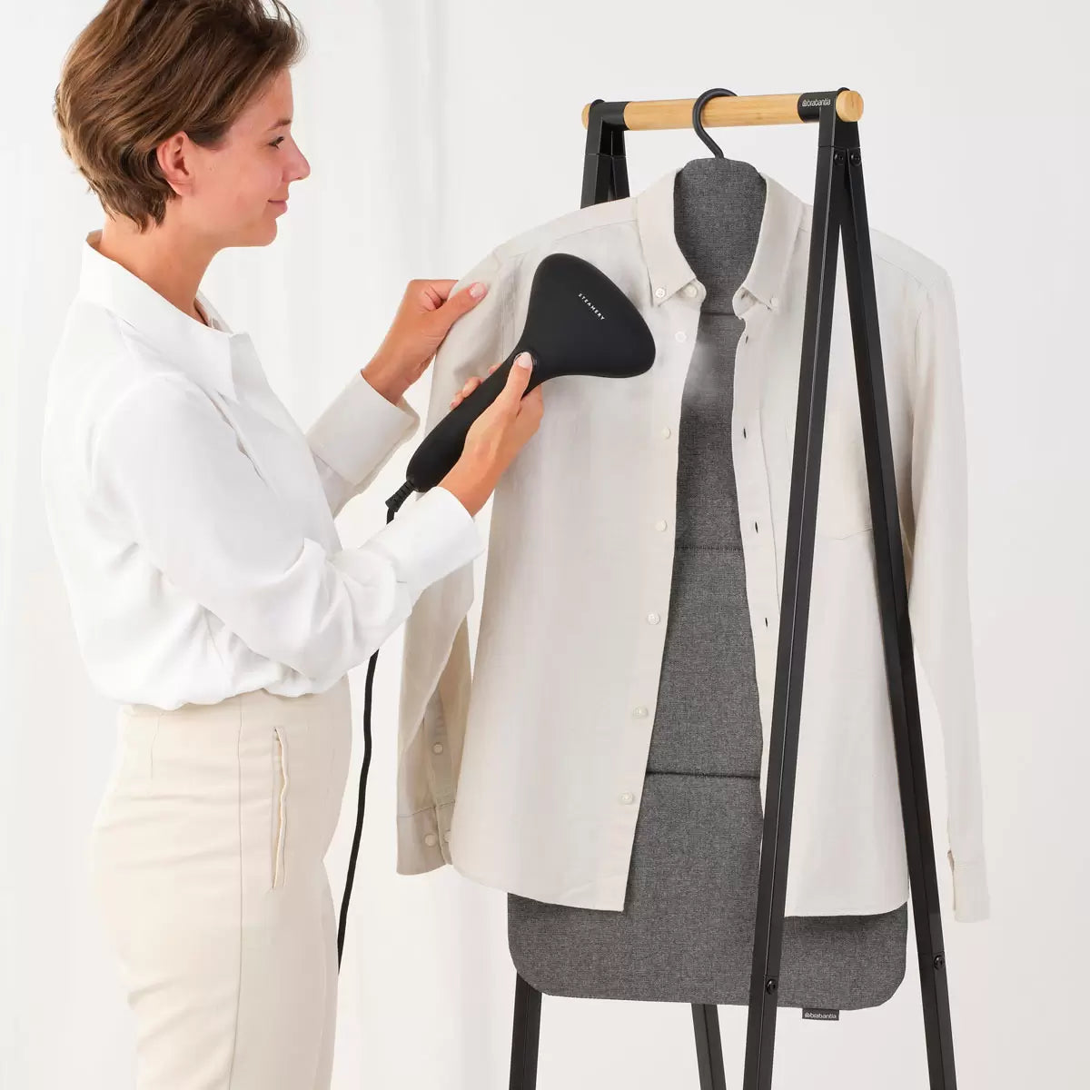 Brabantia foldable steam board black ironing board for home laundry use