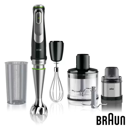 Braun Multi Quick Hand Blender MQ9138XI with ActiveBlade technology and multiple attachments for blending, chopping, whisking, and food preparation