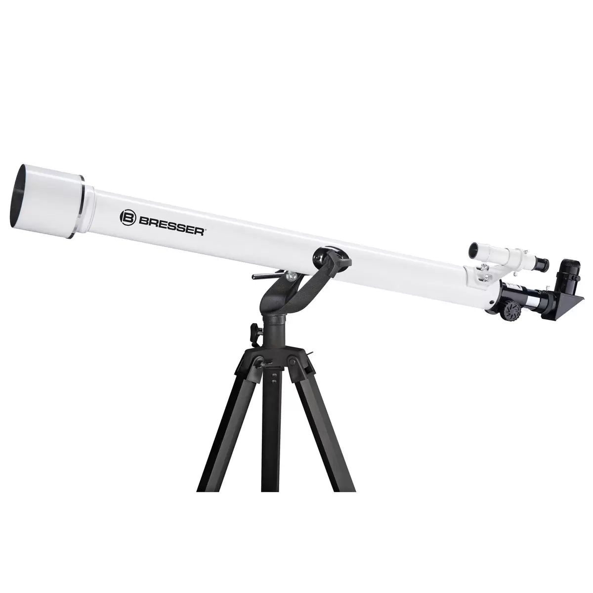 Bresser AZ Classic 900mm refractor telescope with tripod, eyepieces, and smartphone adapter for stargazing