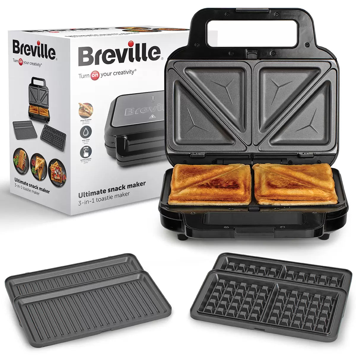 Breville 3 in 1 maker cooking sandwich waffle and panini