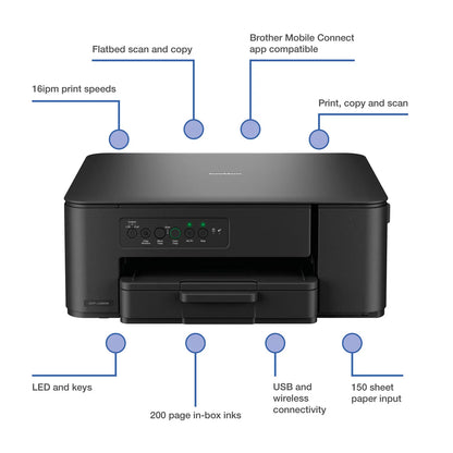 Brother DCP-J1260W 3-in-1 wireless inkjet printer print copy scan colour home office compact device - 2