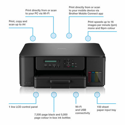 Brother DCP-T580DW 3-in-1 ink tank printer wireless print copy scan A4 colour home office device - 2