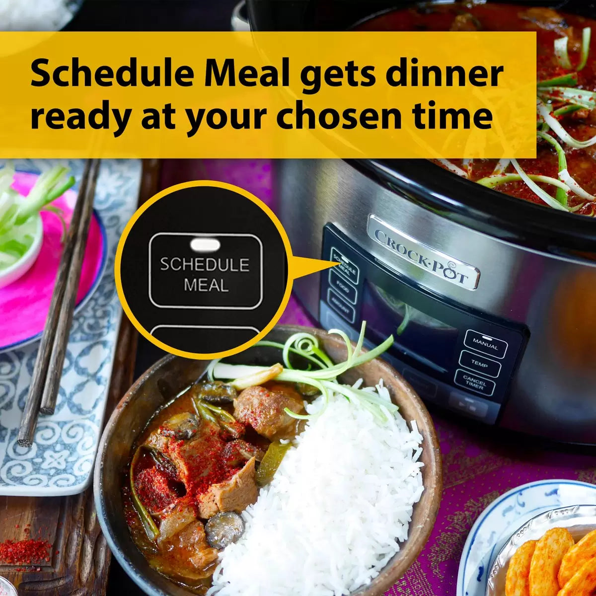 Crockpot TimeSelect 5.6L Digital Slow Cooker CSC066 with digital display, programmable cooking controls, removable cooking pot, and glass lid.