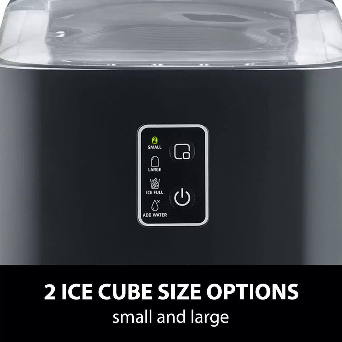 Caso IceChef Compact Ice Cube Maker producing fresh ice cubes on a kitchen countertop with compact portable design