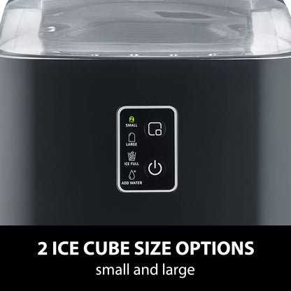 Caso IceChef Compact Ice Cube Maker producing fresh ice cubes on a kitchen countertop with compact portable design