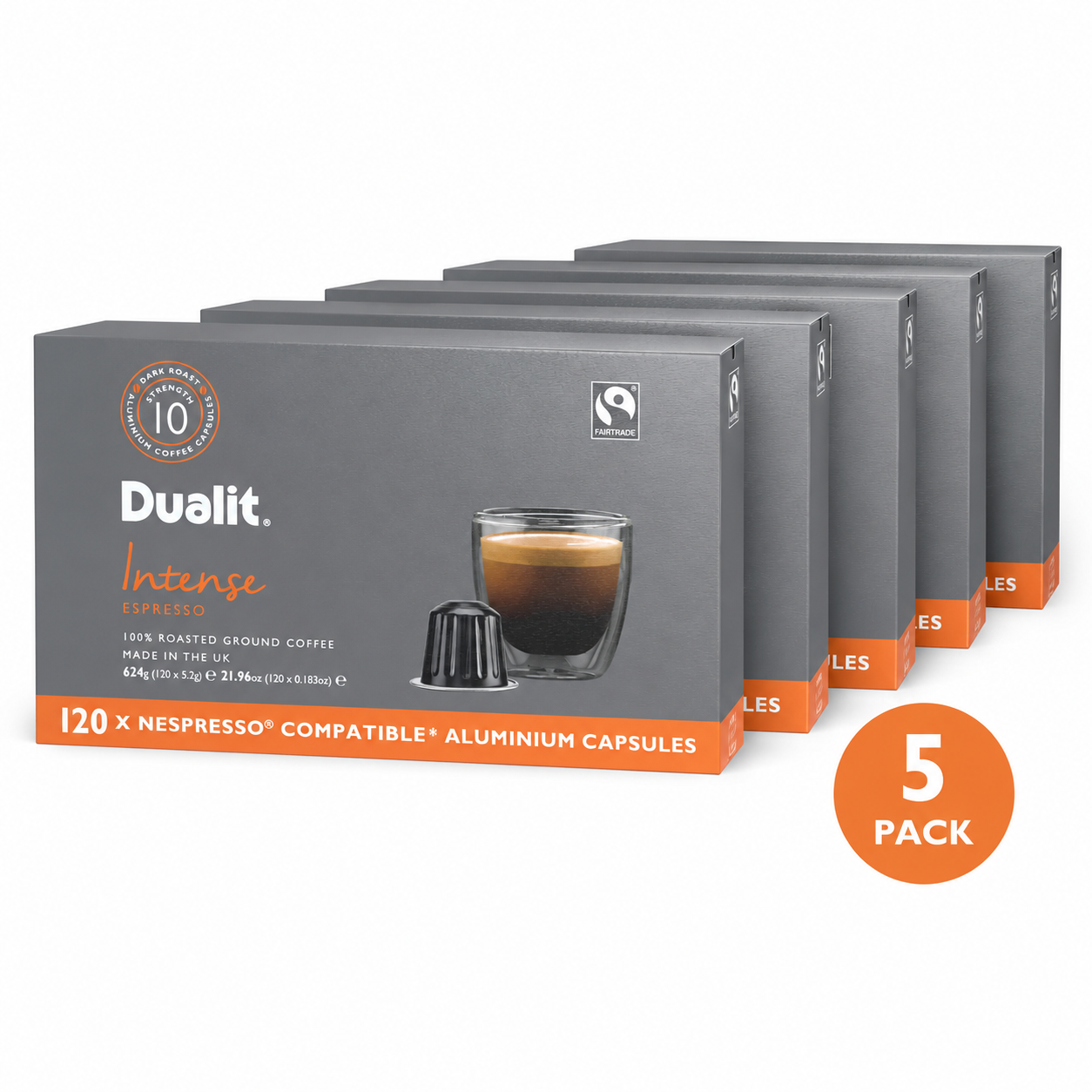 Dualit Nespresso Compatible Aluminium Capsules, 120 Servings | Fresh Aluminium Sealed Coffee Pods | Nespresso Machine Users