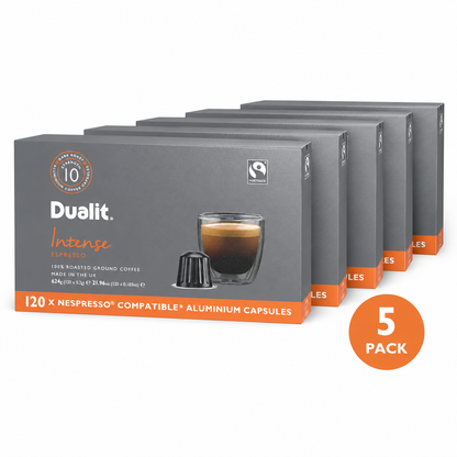 Dualit Nespresso Compatible Aluminium Capsules, 120 Servings | Fresh Aluminium Sealed Coffee Pods | Nespresso Machine Users