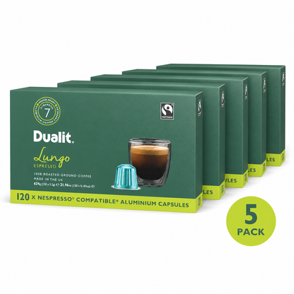Dualit Nespresso Compatible Aluminium Capsules, 120 Servings | Fresh Aluminium Sealed Coffee Pods | Nespresso Machine Users