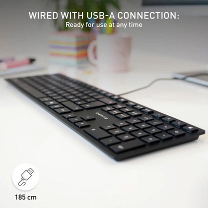 Cherry KC 6000 SLIM wired keyboard with ultra-slim design, full-size layout, and quiet scissor key switches. - 3