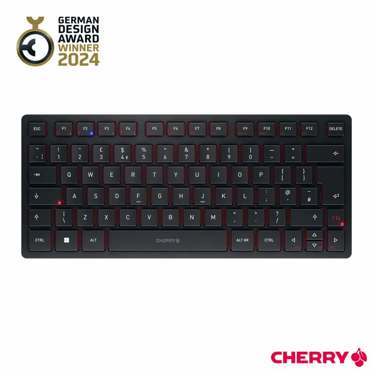 Cherry KW 9200 Mini wireless keyboard with protective pouch, compact travel-friendly design, and Bluetooth connectivity. - 1